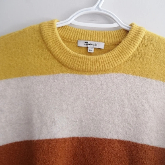 Madewell Crofton Wool and Alpaca Blend Stripe Textured Knit Sweater Oversize XXS - Picture 10 of 16